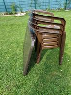 4 chaises  + tables brunes   120/70 + coussins, Gebruikt, Rechthoekig, Ophalen, Aluminium