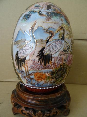 Japans Satsuma ei Japan met kraanvogels verguld 16cm 1970 beschikbaar voor biedingen