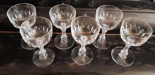 6 grote kristallen wijn glazen Val Saint Lambert model Olivi, Antiek en Kunst, Antiek | Glaswerk en Kristal, Ophalen of Verzenden