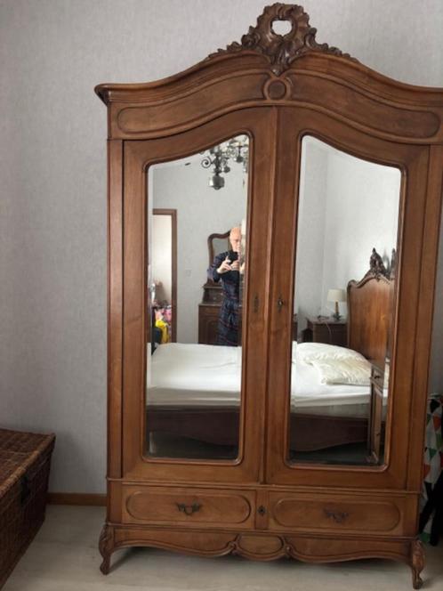 Antieke slaapkamer massief kerselaar, minstens 100 jaar, Antiek en Kunst, Antiek | Meubels | Bedden, Ophalen