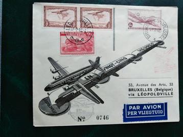 Postzegels op brief Sabena Brussel-Leopolville 22/05/45 beschikbaar voor biedingen