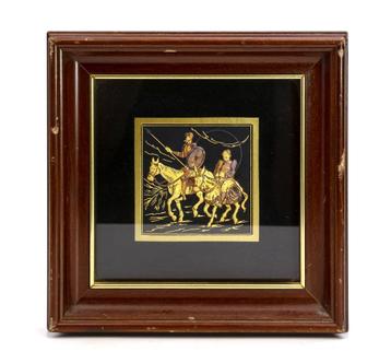 kader met vintage gouden Don Quixote and Sancho Panza beschikbaar voor biedingen