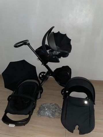 Poussette noire complète 3-en-1 Stokke Xplory Black, Enlèvement ou Envoi, Babygeluk, Comme neuf, Protection de pluie