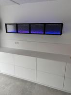 Zwarte hangkast met gegolfd glas, Huis en Inrichting, Ophalen, 150 tot 200 cm, Zo goed als nieuw, Glas