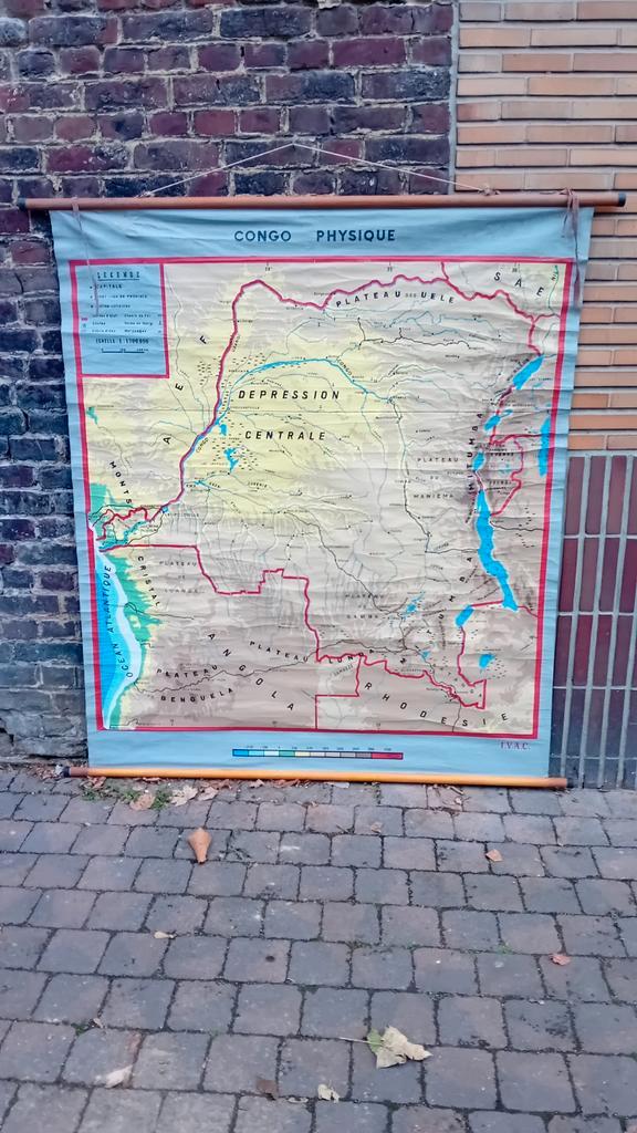 Fantastisch mooie kaart Belgisch Congo, Antiek en Kunst, Antiek | Schoolplaten, Ophalen