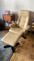 Verikon beige leren ligzetel - tweedelig, Ophalen, 100 tot 125 cm, Zo goed als nieuw, Leer