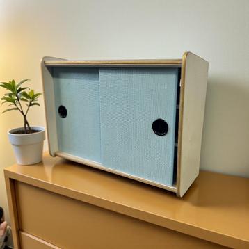 Vintage muntblauw mini hangkastje / muurkastje  beschikbaar voor biedingen