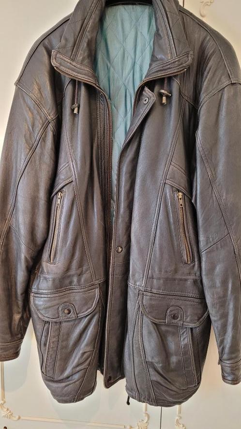 veste mi longue homme en cuir taille 54, Kleding | Heren, Jassen | Winter, Gedragen, Maat 52/54 (L), Zwart, Ophalen of Verzenden