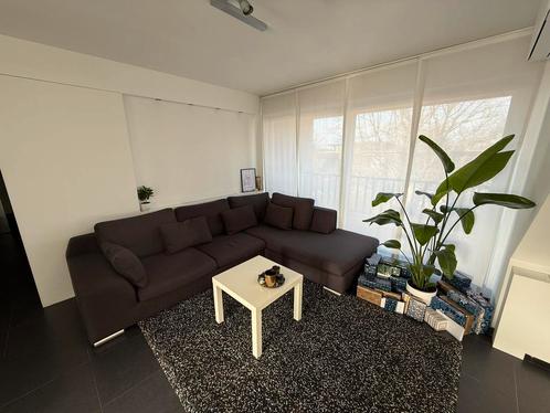 Comfortabele hoekzetel - L-vormige zetel bruin/grijs, Huis en Inrichting, Zetels | Complete zithoeken, Stof, Ophalen
