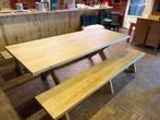 Eiken tafel  met zitbanken, Antiek en Kunst, Ophalen of Verzenden