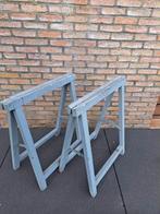 2 stevige schragen in hout., Ophalen, Gebruikt