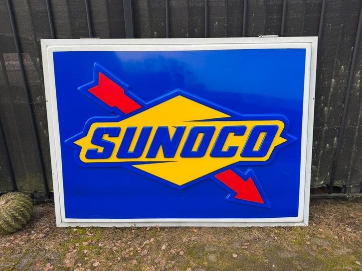 Grote Sunoco reclame lichtbak plaat, Verzamelen, Merken en Reclamevoorwerpen, Gebruikt, Lichtbak of (neon) lamp, Ophalen