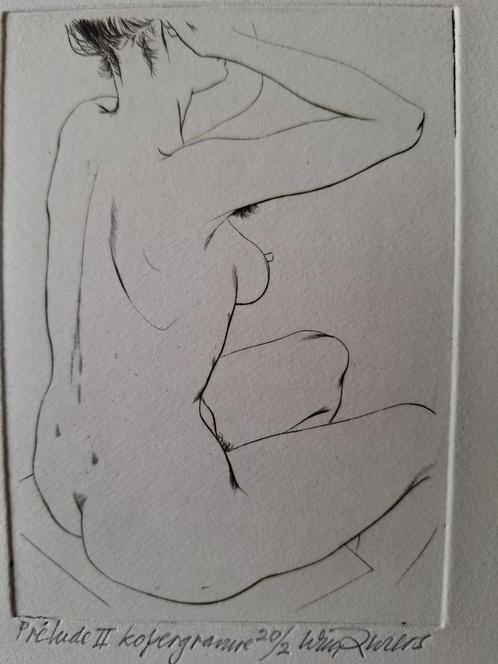Ets sensuele naakte vrouw Prelude II van Wim Zwiers, Antiek en Kunst, Kunst | Etsen en Gravures, Ophalen of Verzenden