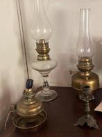 4 antieke olielampen (messing & glas), Ophalen