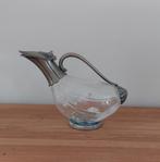Vintage glazen karaf met verzilverd montuur, Antiek en Kunst, Ophalen of Verzenden