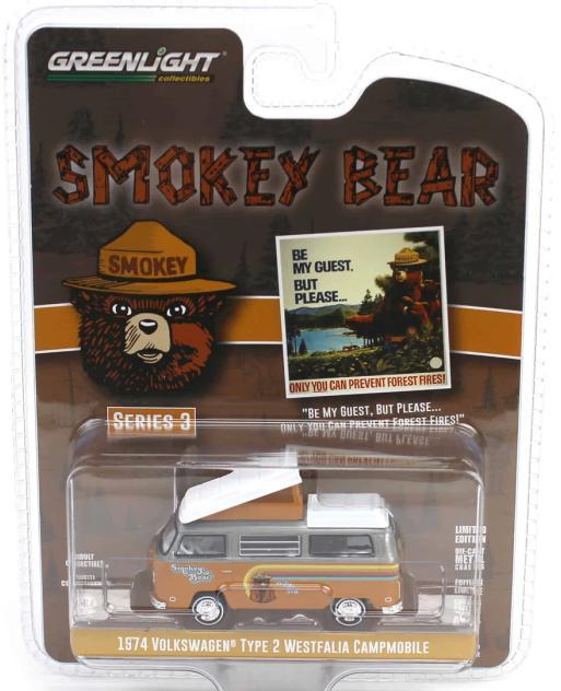 Smokey Bear (S3) - 1974 Volkswagen T2 Westfalia Campm. 1:64, Hobby en Vrije tijd, Modelauto's | Overige schalen, Nieuw, Auto, Ophalen of Verzenden