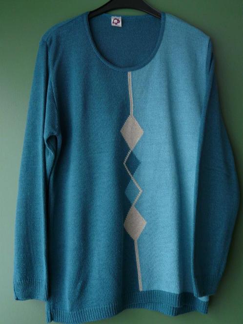 Vintage damestrui  in tricot : appelblauwzeegroen maat L, Kleding | Dames, Truien en Vesten, Zo goed als nieuw, Maat 42/44 (L)
