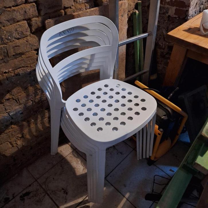stoel, Huis en Inrichting, Stoelen, Zo goed als nieuw, Vijf, Zes of meer stoelen, Metaal, Wit, Ophalen