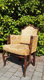 Fauteuil ancien en chêne avec tapisserie jaune or, Ophalen