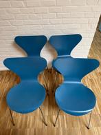 4 x Fritz Hansen vlinderstoel blauw fineer Arne Jacobsen, Huis en Inrichting, Stoelen, Ophalen, Blauw, Zo goed als nieuw, Vier