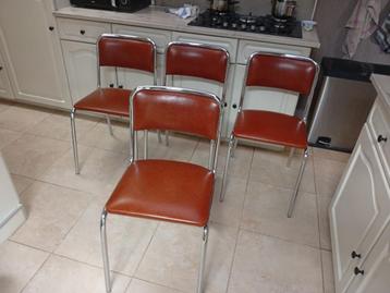 setje vintage stoelen jaren 70 crome met leder sky bekleding beschikbaar voor biedingen