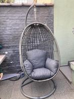 Hangstoel voor binnen of buiten, donkergrijs, Ophalen, Kunststof, Zwart, Zo goed als nieuw