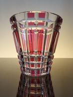 Val Saint Lambert kristallen vaas, Art Deco, smaragd rood, B, Ophalen of Verzenden