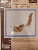 Borduurpakket kat in de sneeuw, Hobby en Vrije tijd, Borduren en Borduurmachines, Ophalen of Verzenden, Borduurpakket