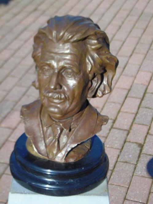 gesigneerde bronzen buste van ALBERT EINSTEING, model XL., Antiek en Kunst, Antiek | Brons en Koper, Brons, Ophalen