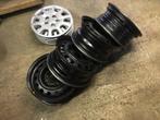 4x stalen velgen + wieldoppen, Auto-onderdelen, Ophalen, Gebruikt, 15 inch, Velg(en)