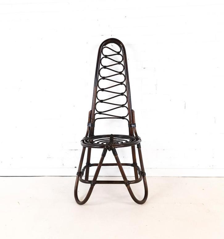 Vintage stoel bamboe/riet donkerbruin Rohe Noordwolde, Antiek en Kunst, Antiek | Meubels | Stoelen en Sofa's, Ophalen