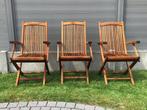 3 chaises de jardin en teck, Jardin & Terrasse, Chaises de jardin, Enlèvement, Utilisé, Pliant, Bois de teck