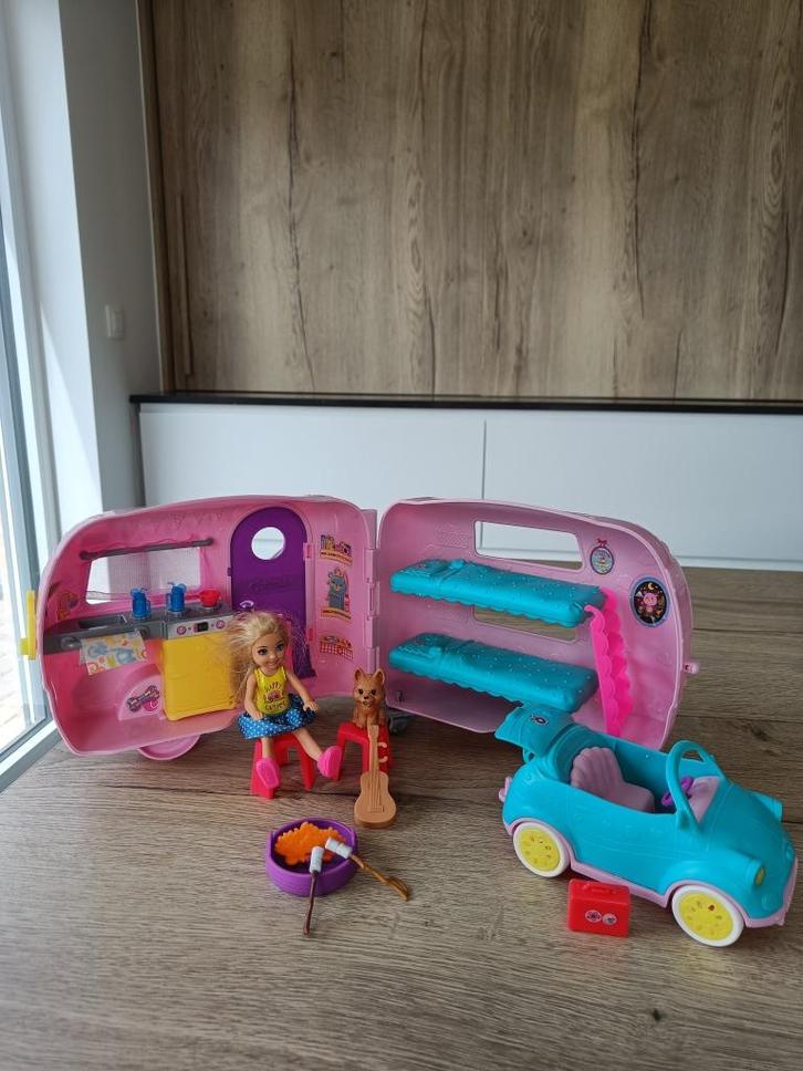 Barbie Chelsea camper, Kinderen en Baby's, Speelgoed | Poppen, Gebruikt, Barbie, Ophalen