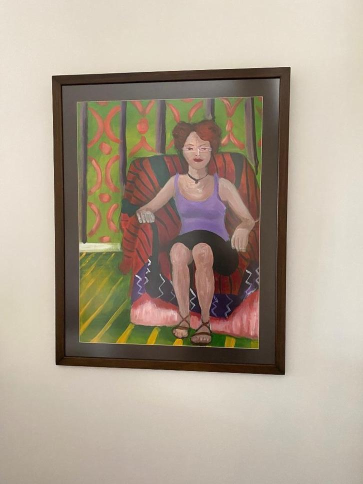 Origineel schilderij met nieuwe kader – 91 x 69 cm, Antiek en Kunst, Kunst | Schilderijen | Modern, Ophalen