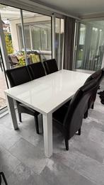 Eettafel met lederen stoelen, 150 à 200 cm, Cinq personnes ou plus, Comme neuf, Enlèvement