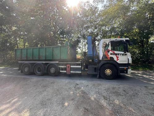 scania met autolaadkraan en containerhaak, Auto's, Vrachtwagens, Bedrijf, Scania, Diesel, Euro 5, 2 deurs, Automaat, Wit, Grijs