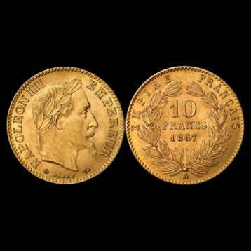 Zeldzame gouden munt van Napoleon III - 10 frank, 1867 beschikbaar voor biedingen