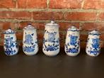 5 pots à épices bleu de Delft, Enlèvement ou Envoi