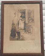 Eau forte signe Roméo dumoulin, Enlèvement ou Envoi