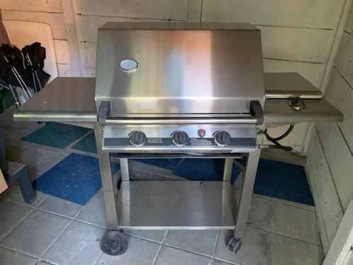 RVS gasbarbecue met 3 branders en zijbrander, Tuin en Terras, Gasbarbecues, Gebruikt, Ophalen of Verzenden