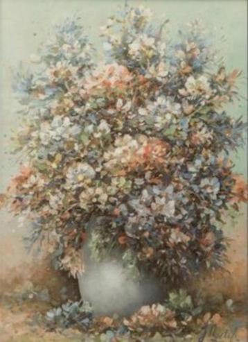 Schilderij Bloemenbos in impressionistische stijl J. Roelofs beschikbaar voor biedingen