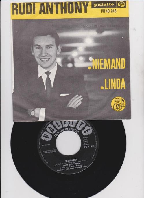 Rudi Anthony – Niemand /  Linda   1965, CD & DVD, Vinyles Singles, Comme neuf, Single, En néerlandais, 7 pouces, Enlèvement ou Envoi