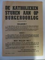 poster A4 Katholieken sturen aan op burgeroorlog 1954, Verzamelen, Verzenden, Zo goed als nieuw, Gebruiksvoorwerp