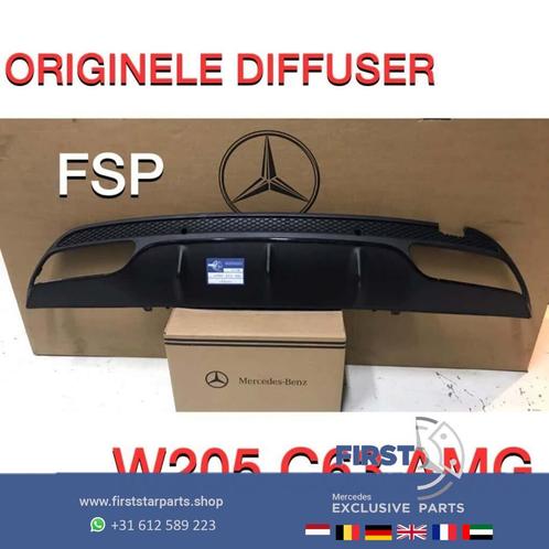 W205 C63 AMG DIFFUSER ORIGINEEL Mercedes C Klasse 2014-2019, Auto-onderdelen, Overige Auto-onderdelen, Mercedes-Benz, Gebruikt
