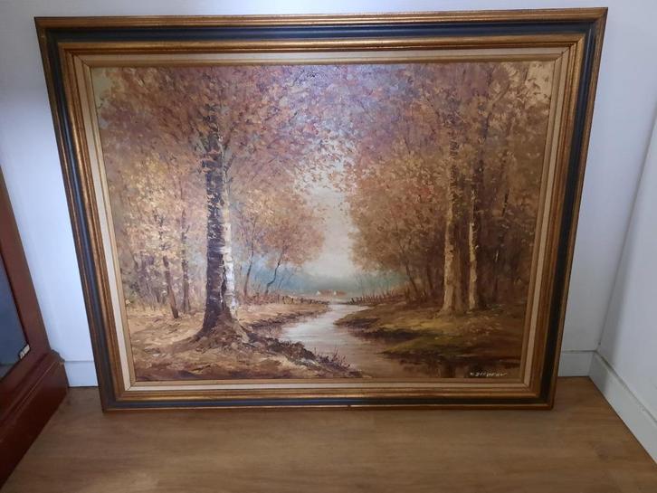 Olieverf schilderij met lijst, Antiek en Kunst, Kunst | Schilderijen | Klassiek, Ophalen