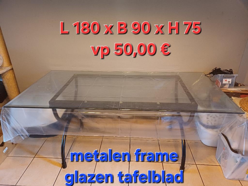 Eettafel, Ophalen, Gebruikt, 50 tot 100 cm, Glas
