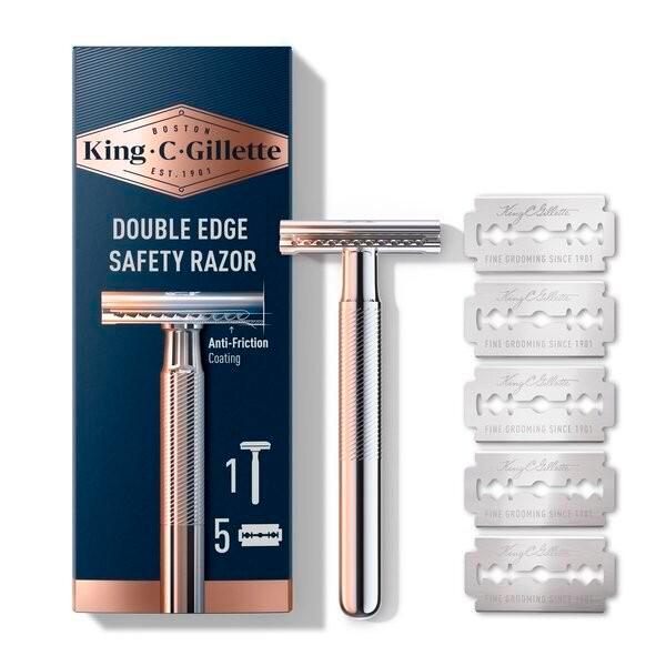 King C. Gillette Rasoir de Sûreté Double Edge Neuf + Lames, Handtassen en Accessoires, Uiterlijk | Gezichtsverzorging, Nieuw, Verzorging