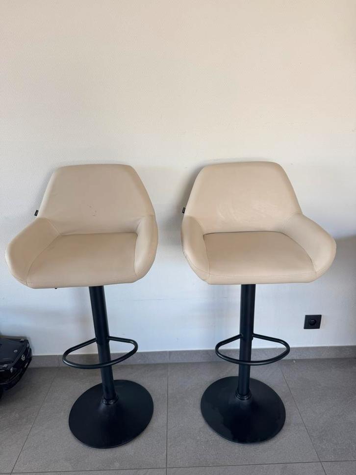 Lot de 2 chaises de bar - réglables - beige - zgan, Maison & Meubles, Tabourets de bar, Comme neuf, Réglable en hauteur, Enlèvement