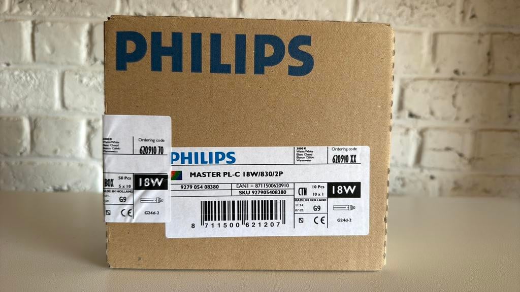 Philips master PL-C 18 W / 830 / 2P : 10 stuks + 4 gratis, Verzenden, Nieuw, Minder dan 30 watt, Spaarlamp