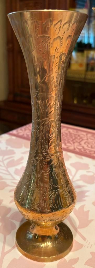 Vintage gegraveerde vaas – handwerk – oosters design, Antiek en Kunst, Antiek | Vazen, Ophalen